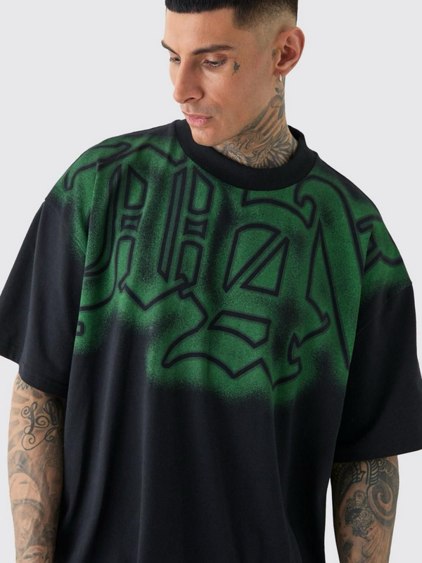 Abstract Spray Painted Oversized T Shirt