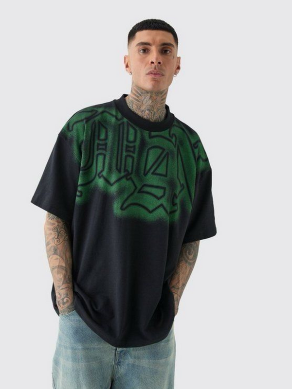 Abstract Spray Painted Oversized T Shirt